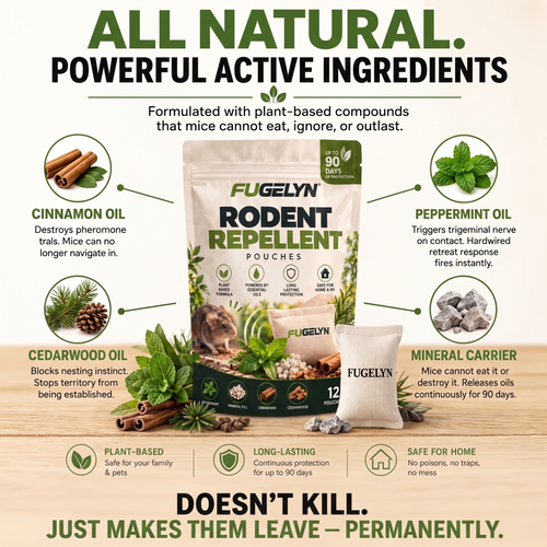 FUGELYN Rodent Repellent Pouches — Poison-Free, Non-Lethal, Up to 90 Days