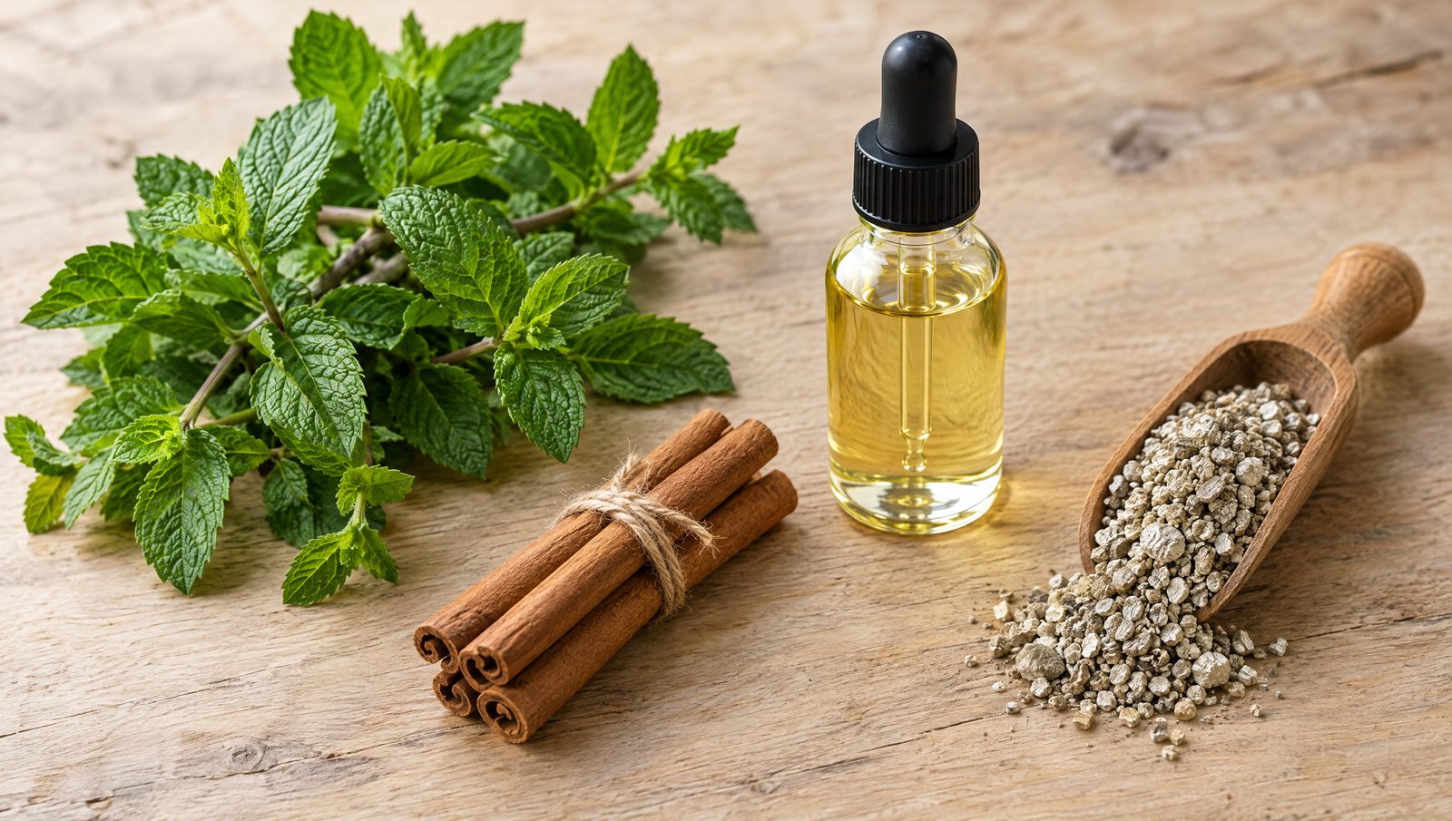Peppermint, cinnamon and castor oil